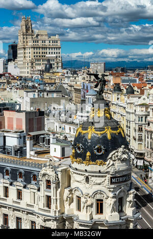 Skyline della città, Madrid, la Comunità di Madrid, Spagna Foto Stock