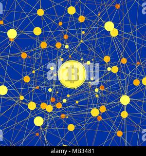 Set di giallo icone Bitcoin Illustrazione Vettoriale