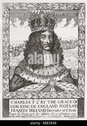 Carlo II, 1630 - 1685. Re d'Inghilterra, in Scozia e in Irlanda. Da Woodburn's galleria di ritratti di rare, pubblicato 1816. Foto Stock