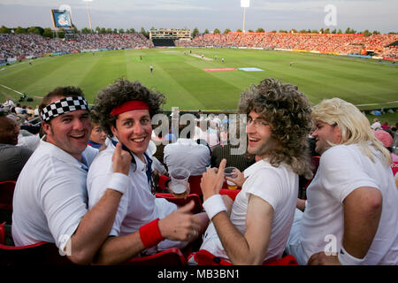 Appassionati di tennis fancy dress del 2008 a venti20 cricket finali della giornata presso il Rose Bowl Hampshire. Foto Stock