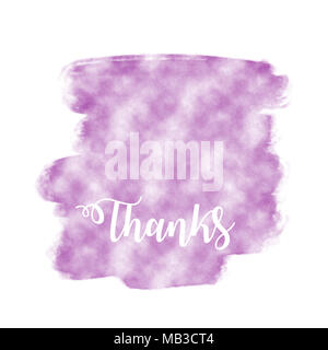 Grazie scritto su viola acquerello texture con spazio di copia Foto Stock