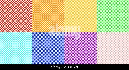 Semplice seamless polka dot pattern design sfondo impostato - Vettore Collezione da cerchi colorati Illustrazione Vettoriale