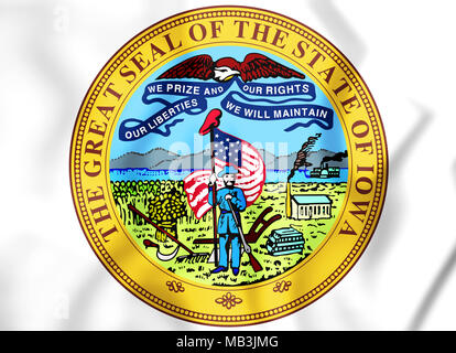 3D Iowa State guarnizione, STATI UNITI D'AMERICA. 3D'illustrazione. Foto Stock