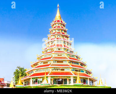 Vista su Wat hyua tempio di Chiang Rai in Thailandia Foto Stock