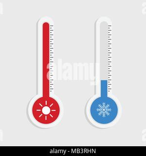 Illustrazione Vettoriale di attrezzature termometro mostra caldo o freddo su sfondo bianco Illustrazione Vettoriale