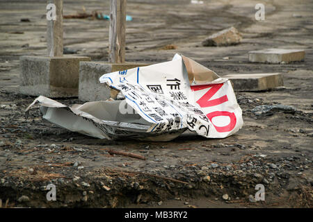 Distruzione dello tsunami Tohoku Giappone Marzo 2011 Foto Stock