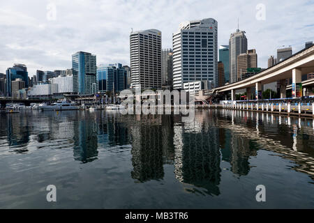 Vista del Darling Harbour, Sydney, Nuovo Galles del Sud, Australia Foto Stock