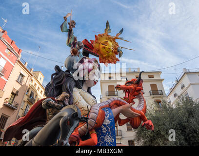 Statue complesso creato per il Fallas Festival di Valencia Foto Stock