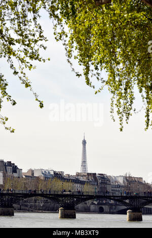 Torre Eiffel vista dalla riva destra - Primavera a Parigi - Francia Foto Stock
