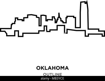 Oklahoma delineano su sfondo bianco Illustrazione Vettoriale