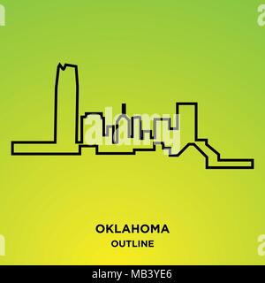Oklahoma delineano su sfondo verde Illustrazione Vettoriale
