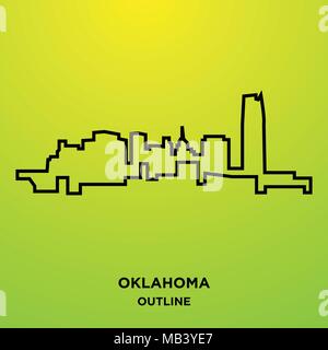 Oklahoma delineano su sfondo verde Illustrazione Vettoriale