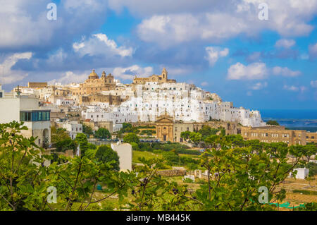 Ostuni (Puglia, Italia) - La splendida città bianca in provincia di Brindisi, puglia, Italia meridionale, con il vecchio centro storico sulla collina Foto Stock