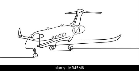 Continuo di un disegno della linea di aeromobili in moderno stile minimalista s Illustrazione Vettoriale