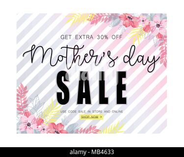 Festa della mamma vendita modello di pagina di intestazione per i social media pubblicità. Illustrazione Vettoriale