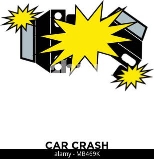 Auto icona crash isolati su sfondo bianco per il web, mobili e progettazione di app Illustrazione Vettoriale
