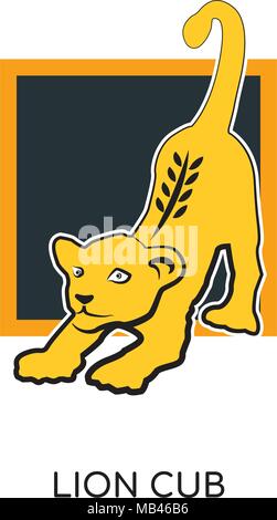 Lion cub isolato del logo su sfondo bianco per il web, mobili e progettazione di app Illustrazione Vettoriale
