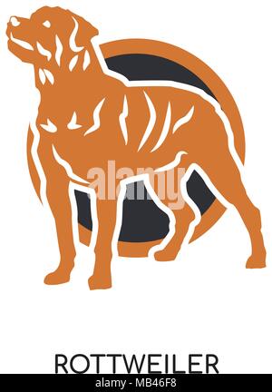 Rottweiler isolato del logo su sfondo bianco per il web, mobili e progettazione di app Illustrazione Vettoriale