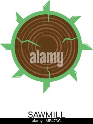 Segheria isolato del logo su sfondo bianco per il web, mobili e progettazione di app Illustrazione Vettoriale