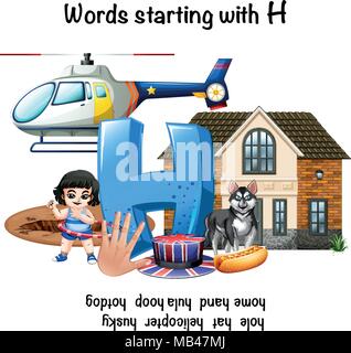 Parola inglese che iniziano con H illustrazione Illustrazione Vettoriale