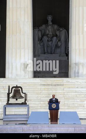 Washingon, Distretto di Columbia, Stati Uniti d'America. Xx gen, 2018. Martin Luther King III parla del Lincoln Memorial durante il cinquantesimo anniversario del dottor Martin Luther King Jr. "Ho un sogno" il discorso e la marzo su Washington per i posti di lavoro e di libertà il 28 agosto 2013. Credito: credito: /ZUMA filo/Alamy Live News Foto Stock