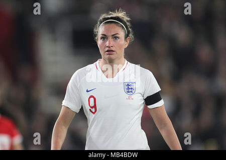 Southampton, Regno Unito. 6 apr, 2018. Jodie Taylor di Inghilterra durante la Coppa del Mondo FIFA 2019 qualifica del gruppo 1 corrispondenza tra le donne in Inghilterra e Galles le donne a St Mary's Stadium su 6 aprile 2018 a Southampton, Inghilterra. (Foto di Matt Bradshaw/phcimages.com) Credit: Immagini di PHC/Alamy Live News Foto Stock