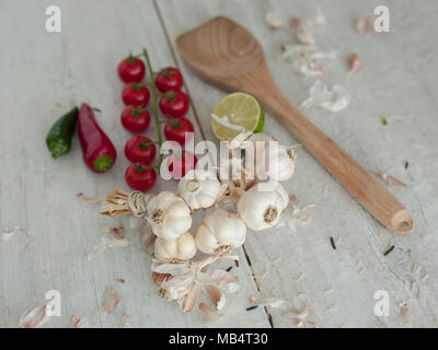 Gli ingredienti che si trovano normalmente nella cucina italiana Foto Stock