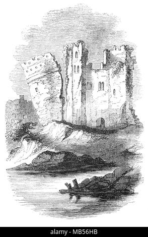 La Torre del Castello di Caerphilly, una fortificazione medievale nel Galles del Sud. Esso è stato costruito da Gilbert de Clare nel XIII secolo come parte della sua campagna per conquistare Glamorgan. Circondato da ampi laghi artificiali, il pensiero di essere " la più elaborata delle difese di acqua in tutta la Gran Bretagna", è il secondo più grande castello in Gran Bretagna, famoso per aver introdotto concentrici le difese del castello per la Gran Bretagna e per i suoi grandi corpi di guardia. Foto Stock