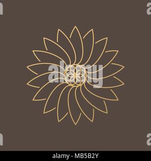 Un fiore simbolo su sfondo marrone. Vettore emblema astratta. Illustrazione Vettoriale