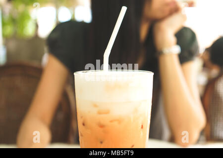 Close up,Thai tè latte Foto Stock