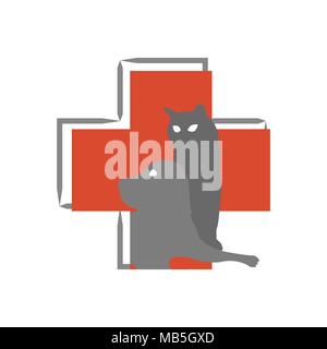 Il logo dell'ospedale per gli animali su sfondo bianco Illustrazione Vettoriale