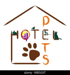 Icona Hotel per animali domestici su uno sfondo bianco. Illustrazione Vettoriale