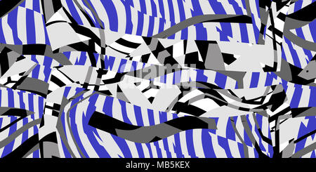Blue Seamless scarti coccolone sfondo. Sharp forme angolare sulla texture in bianco e nero. Contrasto coccolone Ragged lembi sullo sfondo. Foto Stock