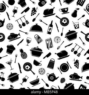 Vector seamless pattern di utensili da cucina Illustrazione Vettoriale