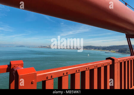 Vista della città di San Francisco dal Golden Gate Bridge, California, Stati Uniti. Foto Stock