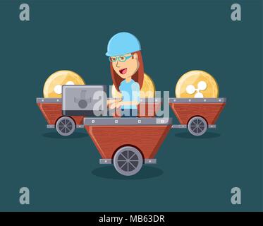 Mining cryptocoins design con sopra lo sfondo, design colorato. illustrazione vettoriale Illustrazione Vettoriale