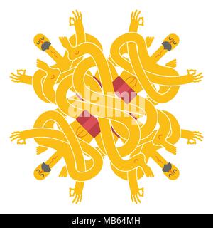 Yogi scarabocchio. Emblema per yoga school. Yoga indiano turbante. Relax e meditazione. spirituale, mentali e fisici e pratiche. Illustrazione Vettoriale