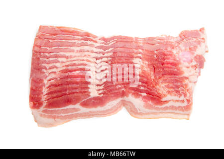 Raw stile americano Bacon su sfondo bianco Foto Stock