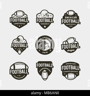 Set di football americano loghi. sport emblemi, stemmi. illustrazione vettoriale Illustrazione Vettoriale