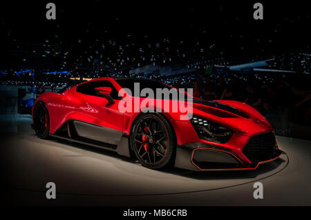 Ginevra, Svizzera - 17 Marzo 2018: La Zenvo TSR-S Superfast sports car presentata all'88Geneva International Motor Show. Foto Stock