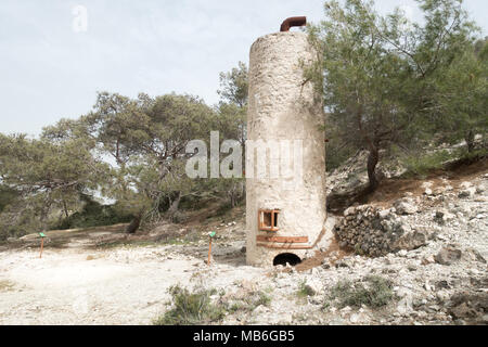 Resti di una vecchia miniera di magnesio e fonderia sul sentiero Smigies. La penisola di Akamas, Cipro. Foto Stock