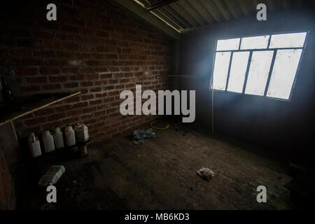 Un casale abbandonato in Ecuador, gli occupanti hanno a lungo in quanto spostata fuori e si sta lì interamente disabitata essendo lentamente recuperato dalla natura. Foto Stock