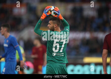 Roma, Italia. 07 apr, 2018. 07.04.2018. Stadio Olimpico di Roma, Italia. Serie A. AS Roma vs FC Fiorentina. Soirtiello in azione durante la serie di una partita di calcio Roma vs Fiorentina n allo Stadio Olimpico di Roma. Credit: Indipendente Agenzia fotografica/Alamy Live News Foto Stock