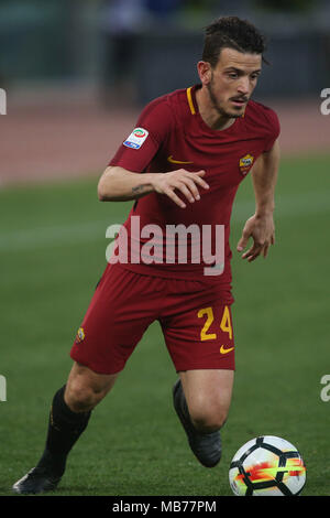 Roma, Italia. 07 apr, 2018. 07.04.2018. Stadio Olimpico di Roma, Italia. Serie A. AS Roma vs FC Fiorentina. Florenzi in azione durante la serie di una partita di calcio Roma vs Fiorentina n allo Stadio Olimpico di Roma. Credit: Indipendente Agenzia fotografica/Alamy Live News Foto Stock