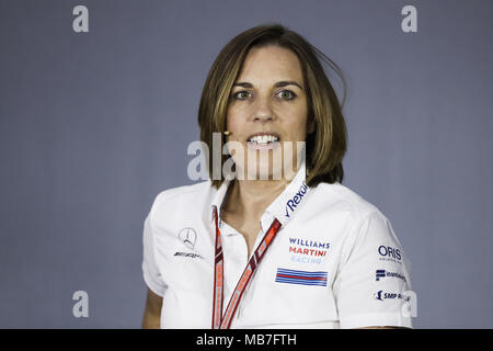 WILLIAMS Claire (GBR), Vice Team Principal, ritratto durante 2018 Formula 1 Campionato del Mondo FIA, Bahrain Grand Prix, a Sakhir dal 5 Aprile al 8 | Utilizzo di tutto il mondo Foto Stock