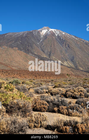 La Snow capped picco di El Teide sull'isola delle Canarie di Tenerife Foto Stock