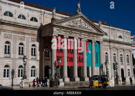 Lisbona. Il Portogallo. Gennaio 25, 2018. Dona Maria II Teatro Nazionale (Teatro Nacional Dona Maria II) Foto Stock