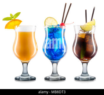 Serie di cocktail isolati su sfondo bianco Foto Stock