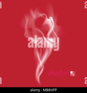 Vero vectior creato il fumo bianco intercambiabili su sfondo rosso Illustrazione Vettoriale