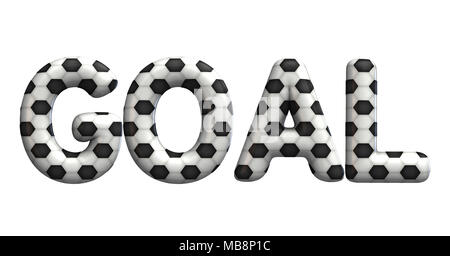 Parola di obiettivo realizzato a partire da una partita di football soccer ball texture. Il rendering 3D Foto Stock